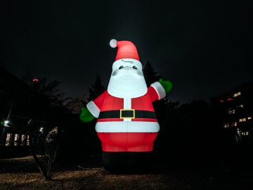 An eight-meter high Santa with internal lighting as a city decoration.