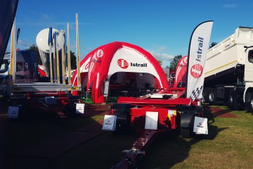 A Spider-type pneumatic tent during agricultural fairs with Istrail logos on the roofs.